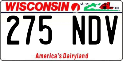 WI license plate 275NDV