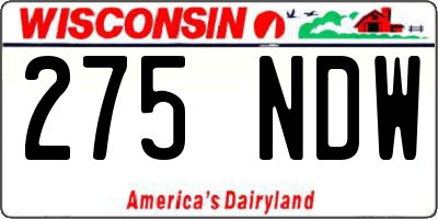 WI license plate 275NDW