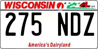 WI license plate 275NDZ