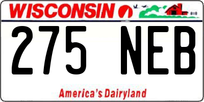 WI license plate 275NEB