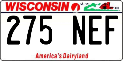 WI license plate 275NEF