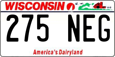 WI license plate 275NEG