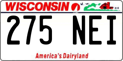 WI license plate 275NEI