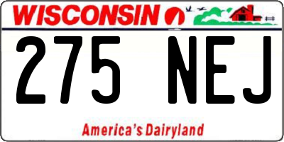 WI license plate 275NEJ
