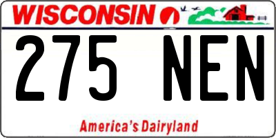 WI license plate 275NEN