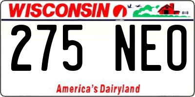 WI license plate 275NEO