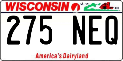 WI license plate 275NEQ