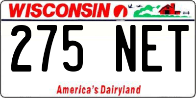 WI license plate 275NET