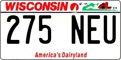 WI license plate 275NEU