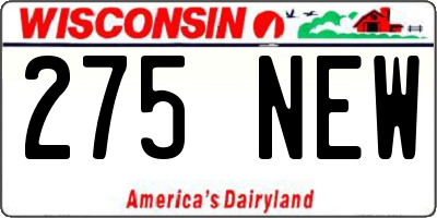WI license plate 275NEW