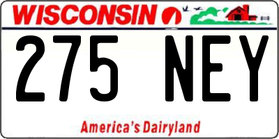 WI license plate 275NEY