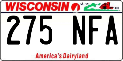 WI license plate 275NFA