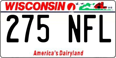 WI license plate 275NFL