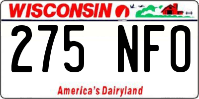 WI license plate 275NFO