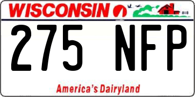 WI license plate 275NFP