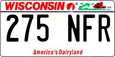 WI license plate 275NFR
