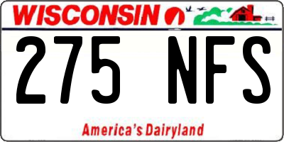 WI license plate 275NFS