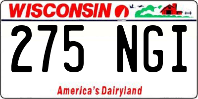 WI license plate 275NGI
