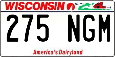 WI license plate 275NGM