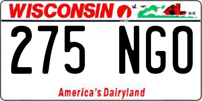WI license plate 275NGO