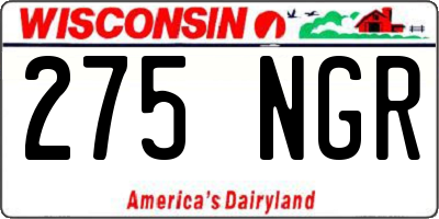 WI license plate 275NGR