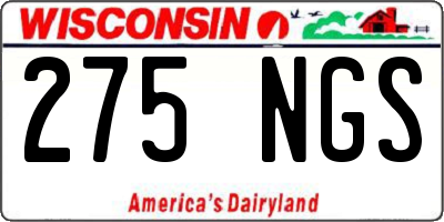 WI license plate 275NGS