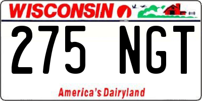 WI license plate 275NGT