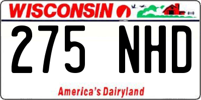 WI license plate 275NHD