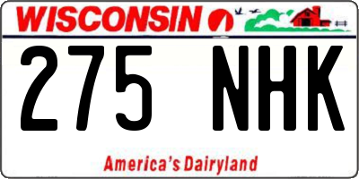 WI license plate 275NHK
