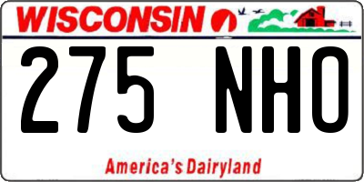 WI license plate 275NHO