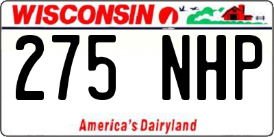 WI license plate 275NHP