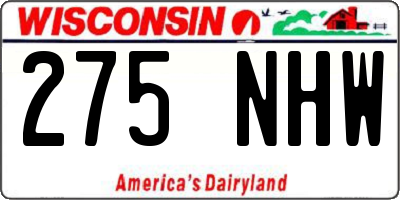 WI license plate 275NHW