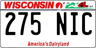 WI license plate 275NIC