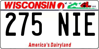 WI license plate 275NIE