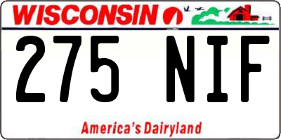 WI license plate 275NIF