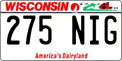 WI license plate 275NIG