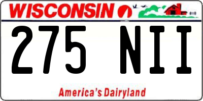WI license plate 275NII