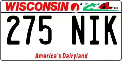 WI license plate 275NIK