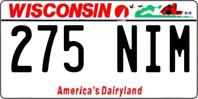 WI license plate 275NIM