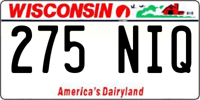WI license plate 275NIQ