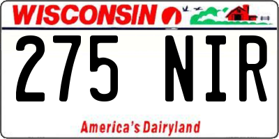 WI license plate 275NIR