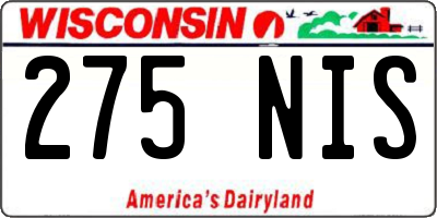 WI license plate 275NIS