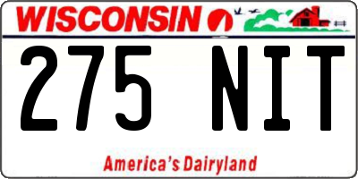 WI license plate 275NIT