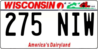 WI license plate 275NIW