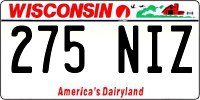 WI license plate 275NIZ
