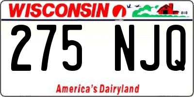 WI license plate 275NJQ