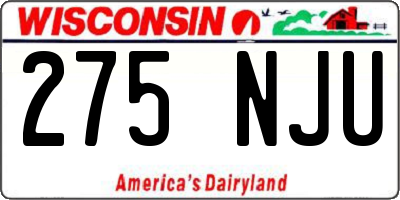 WI license plate 275NJU