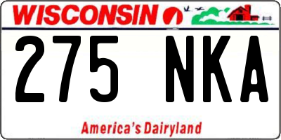 WI license plate 275NKA