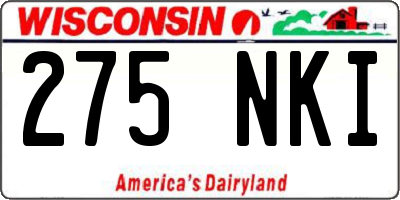 WI license plate 275NKI