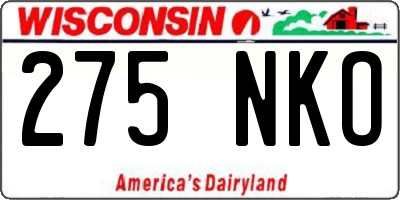 WI license plate 275NKO